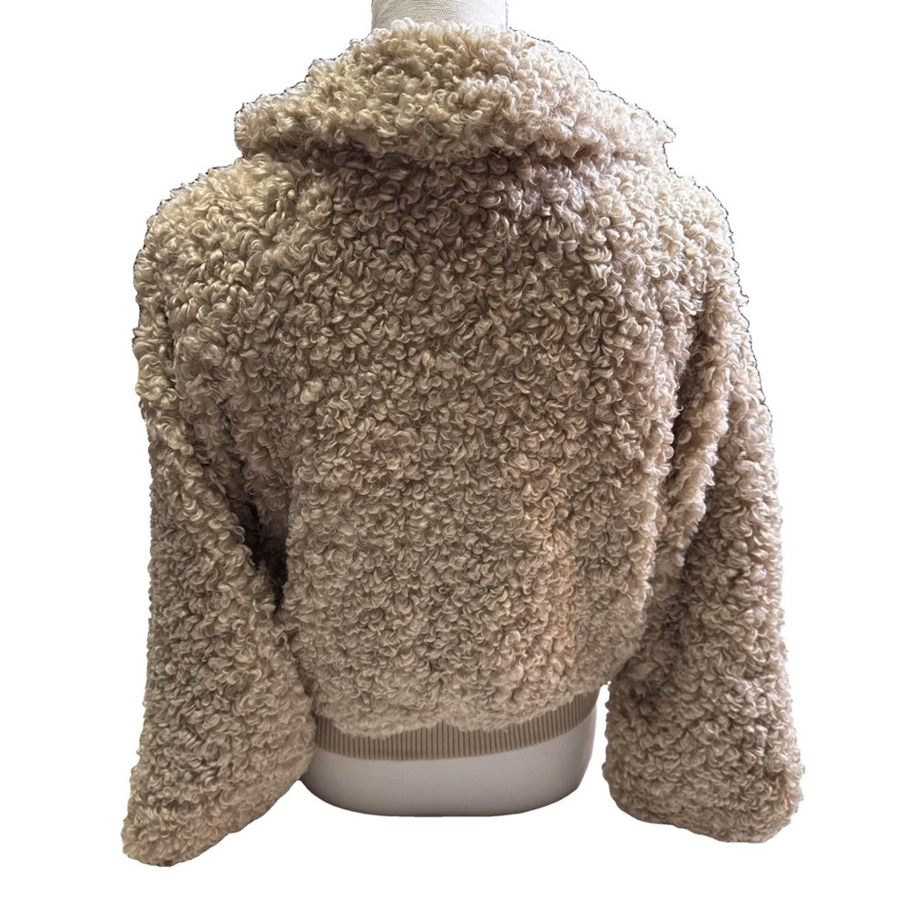 Fashion Nova Sherpa Teddy Jacket Coat Outerwear Size XS Beige Ribbed Cuffs Hem - Picture 4 of 16
